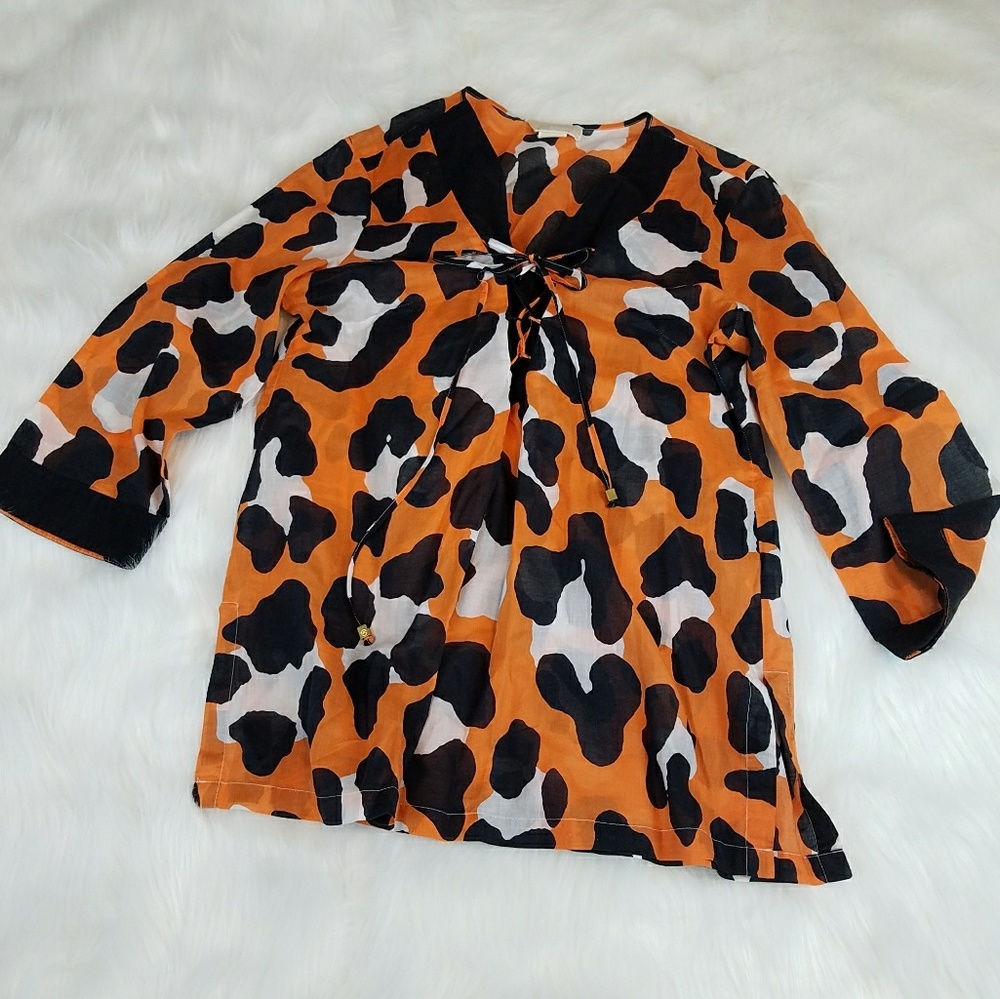 Michael Kors Leopard Print Tunic Top Size L